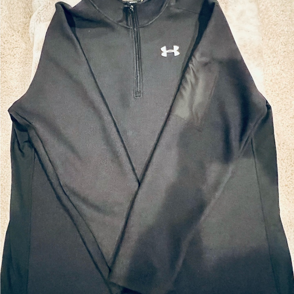 Under Armour mens half zip black cold gear weave pullover